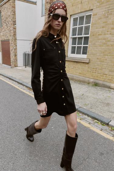 ROBE AJUSTÉE EN CRÊPE - Noir de Zara - Image 3