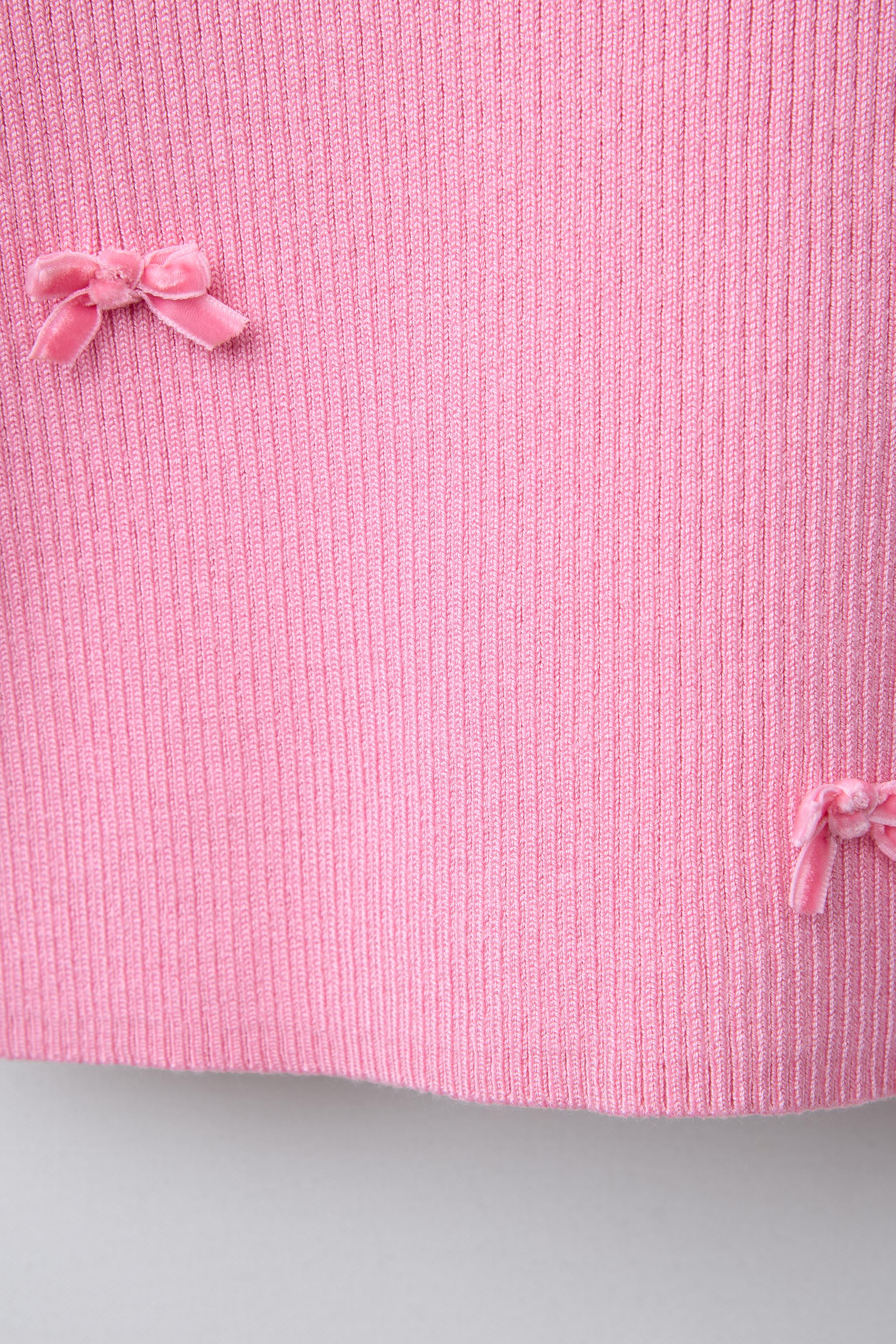 Rose Frantz ♥ Patch Ribbon T-shirt /追跡付 RIBBED BOW T-SHIRT - Pink | ZARA United States