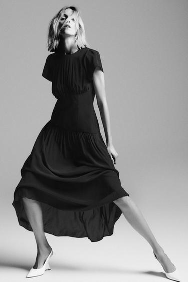 ZW COLLECTION CONTRAST BELT DRESS - Black by Zara
