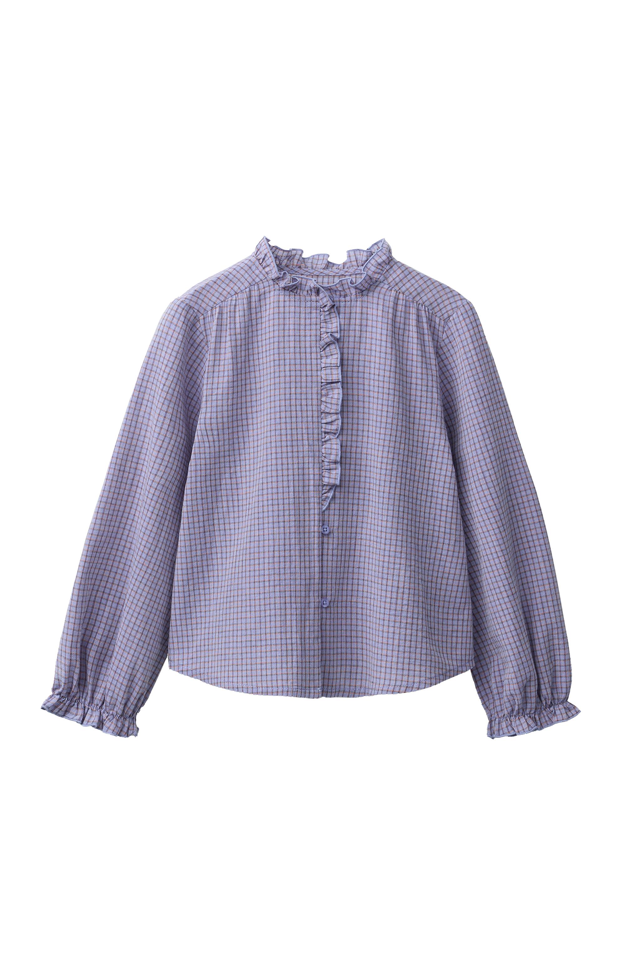 GINGHAM AND RUFFLE SHIRT - Blue | ZARA United States