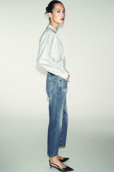 Z1975 CROPPED MID-WAIST JEANS - Blue by Zara