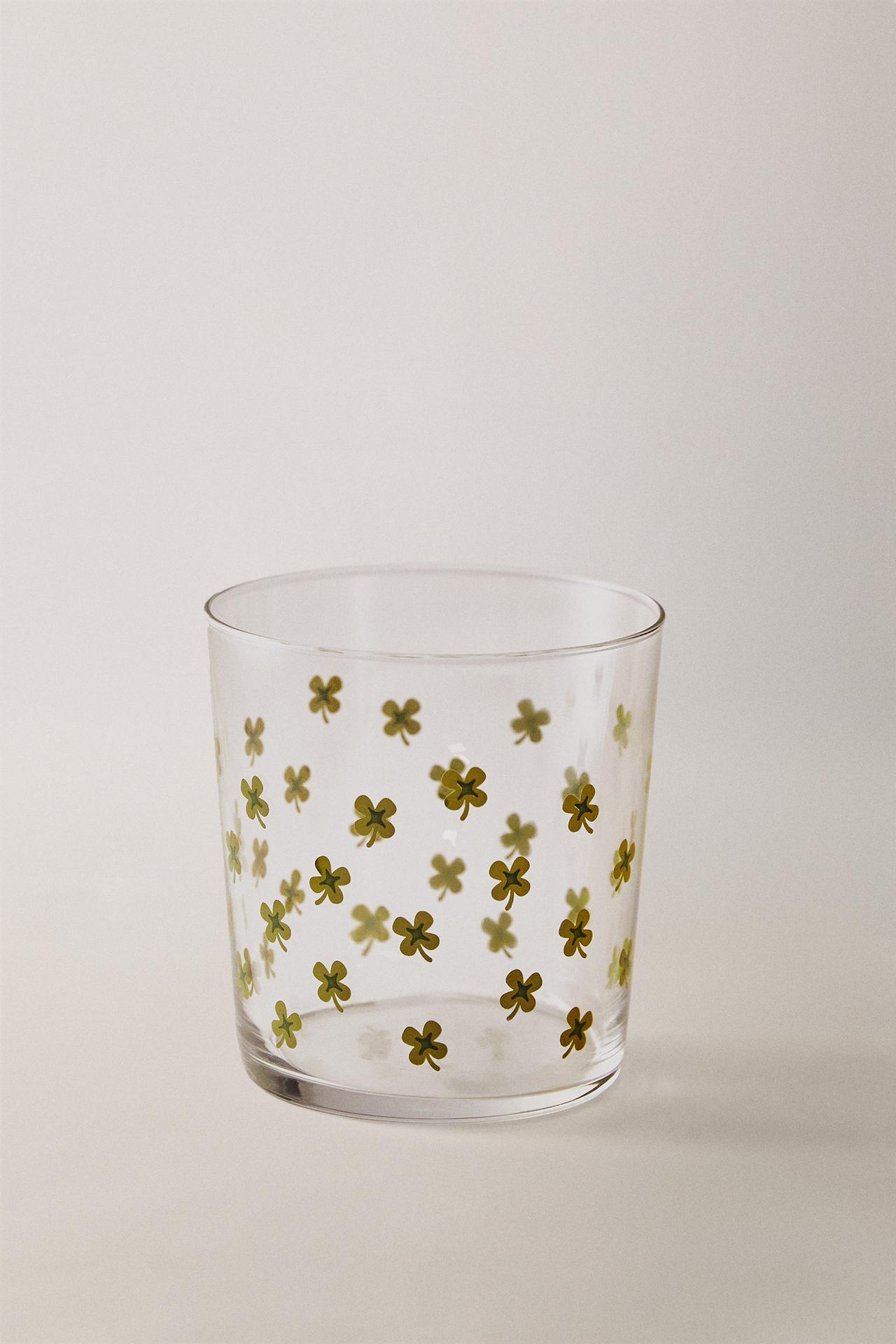 GLASS TUMBLER WITH TRANSFER — Green