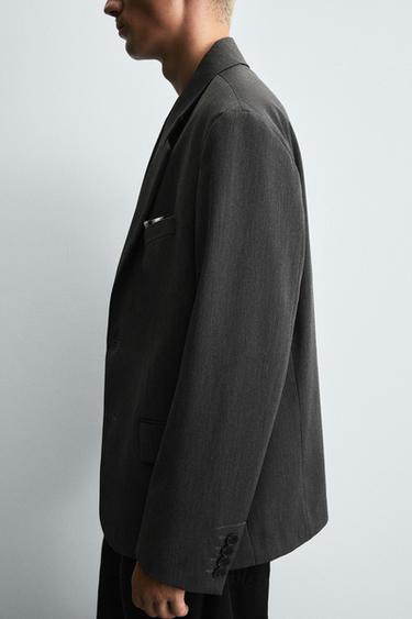 STRIPED OVERSIZE FIT BLAZER - Grey by Zara