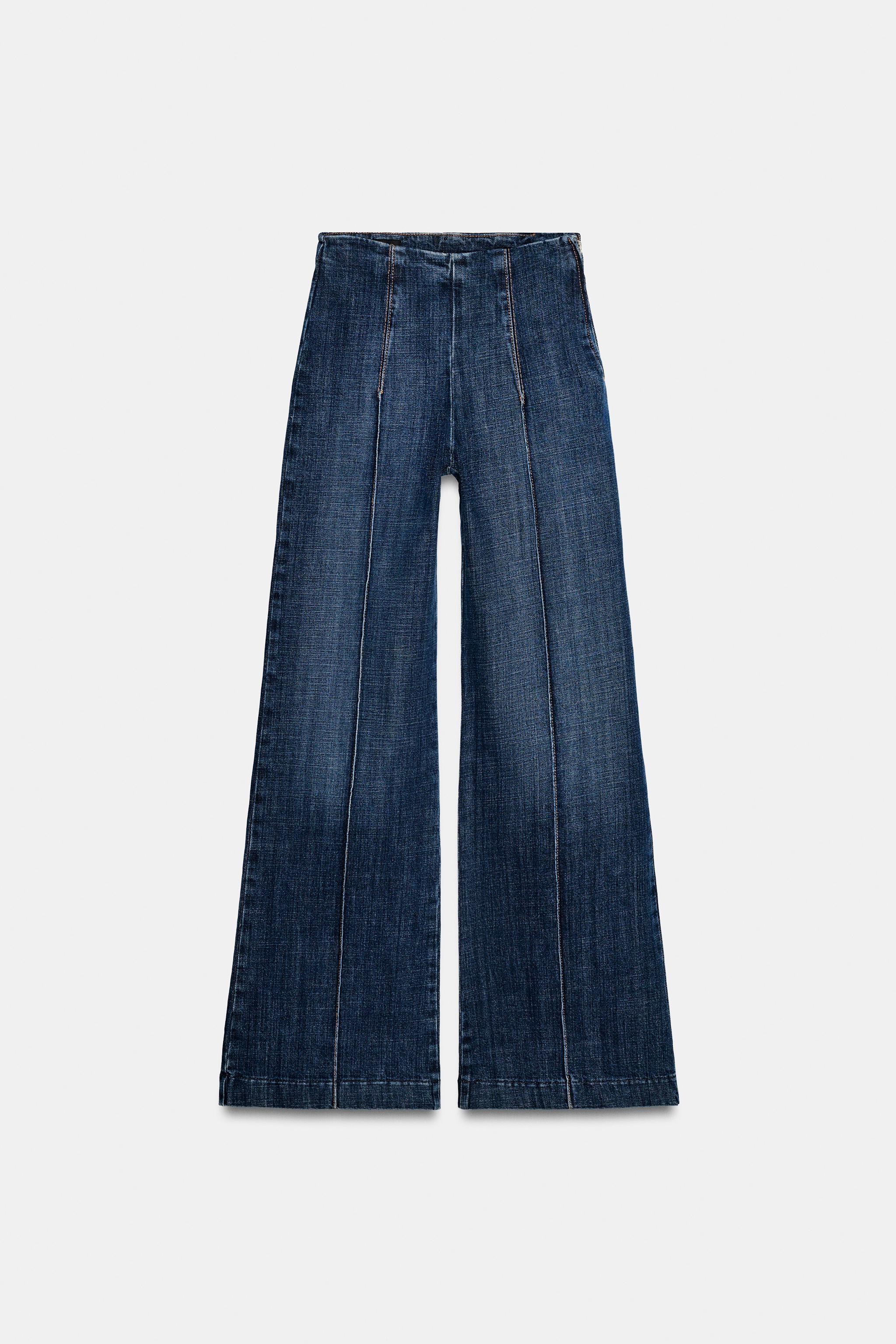 Zara Z1975 Yüksek Bel Kemersiz Geniş Paça Jean görsel 7