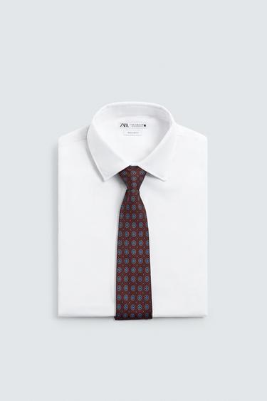 CRAVATE JACQUARD GÉOMÉTRIQUE 100% SOIE - Grenat de Zara - Image 2