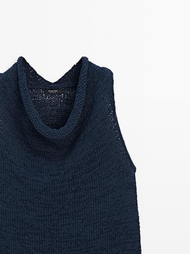 Knit top with draped neckline — 452 2