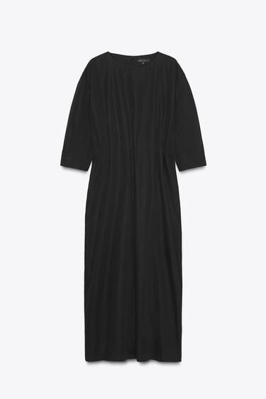 ZW COLLECTION PLEATED MIDI DRESS - Black by Zara