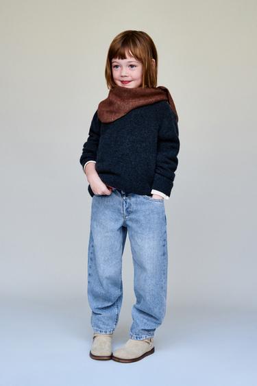 Zara BAGGY DENIM PANTS - Mid-blue