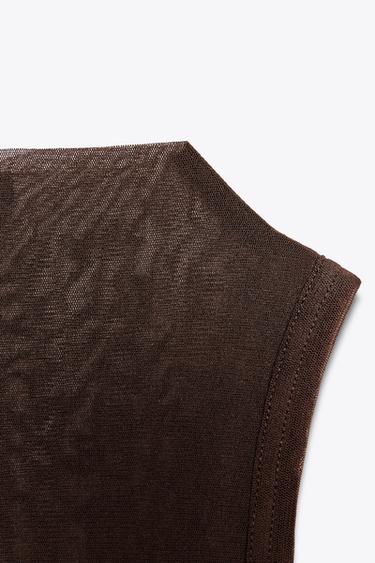 SEMI-SHEER HALTER TOP - Brown by Zara - Image 7