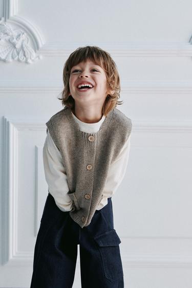 WOOL BLEND KNIT VEST - Sand by Zara