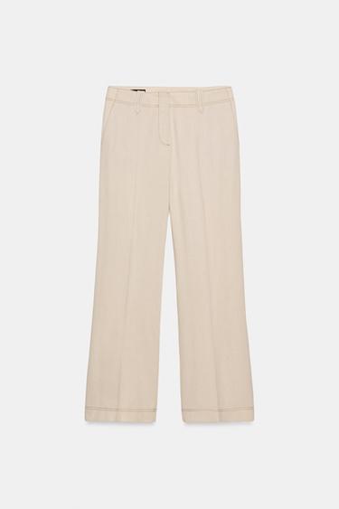 CALÇA COM COSTURAS E CONTRASTE - Cru da Zara