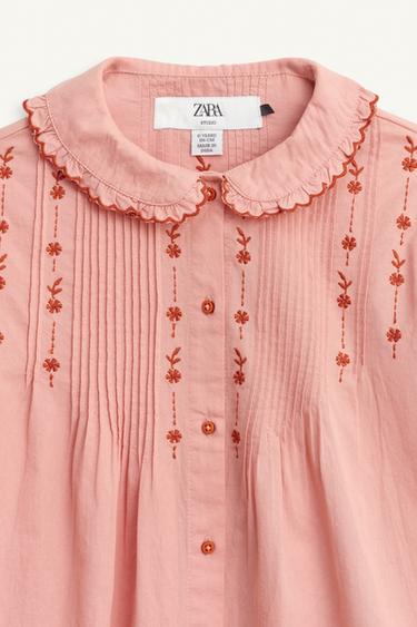 CHEMISE À FLEURS BRODÉES LIMITED EDITION - Rose chiné de Zara - Image 6