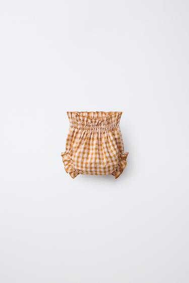 Zara GINGHAM PRINT BRIEFS - Mustard