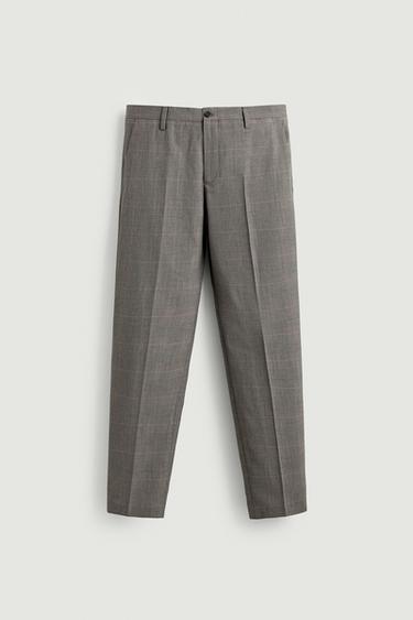 CHECK SUIT TROUSERS - Brown by Zara