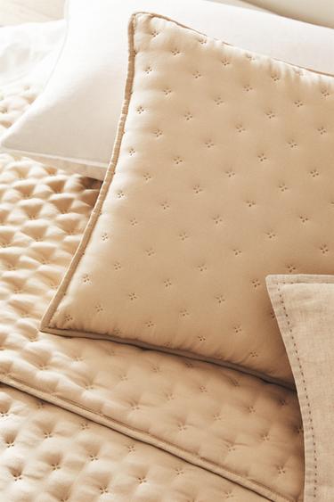 キルティング ドット柄 掛け布団 クッションカバーベージュZaraのキルティング ドット柄 掛け布団 クッションカバー - ベージュ