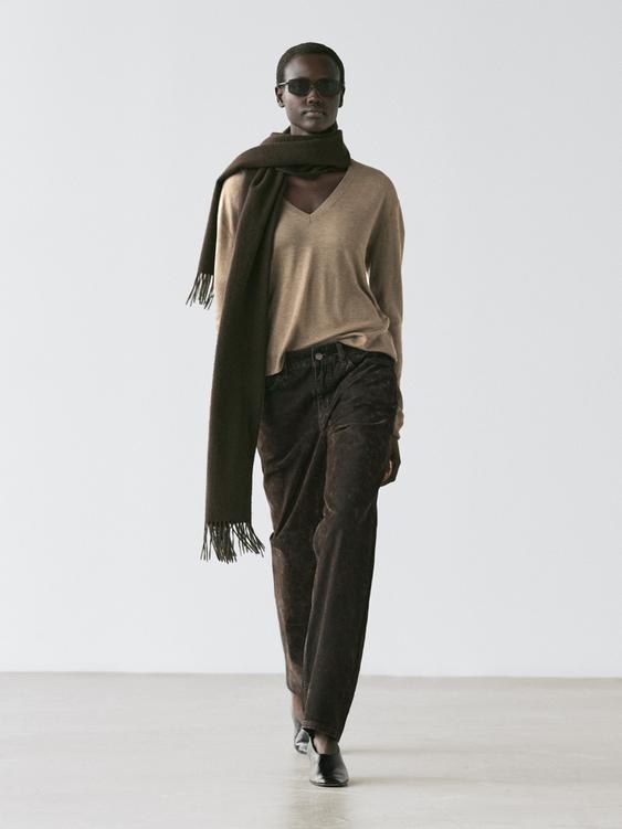 Silk and wool blend knit sweater