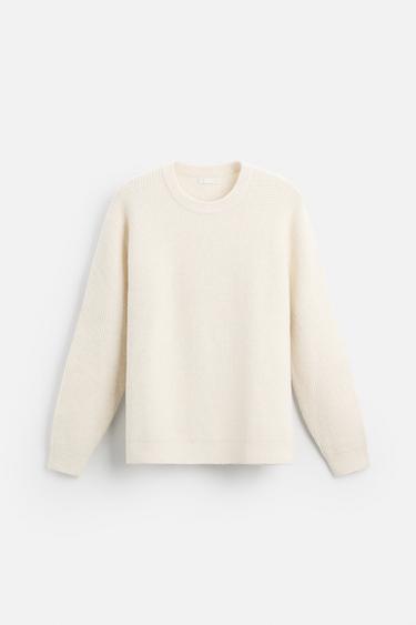 TEXTURED CHECK SWEATER - Ecru by Zara - Image 5