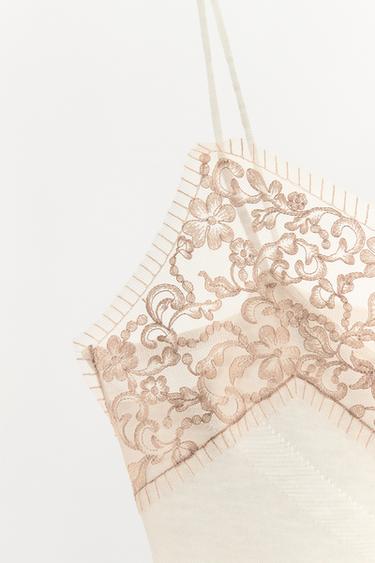 TOP LAINE 100 % DENTELLE - Blanc cassé de Zara - Image 6