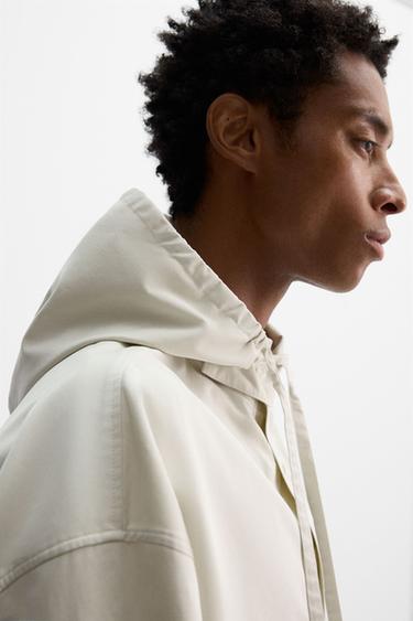 OVERSIZE FIT HOODED OVERSHIRT - White / Grey by Zara - Image 5