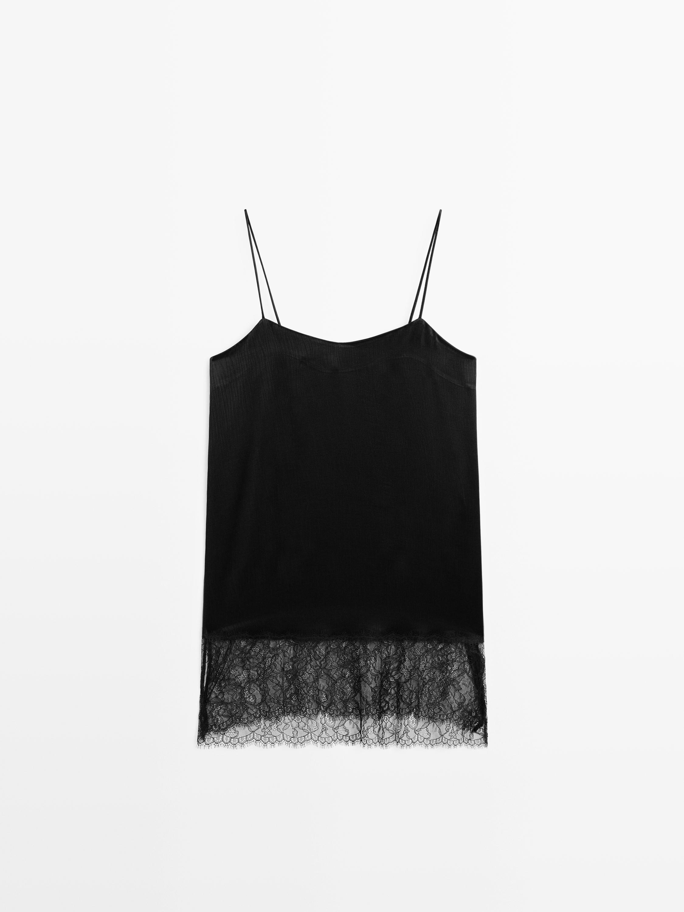 Shop Zara Camisole top with lace detail at Beverly Center in Shop Zara Camisole top with lace detail at Beverly Center in