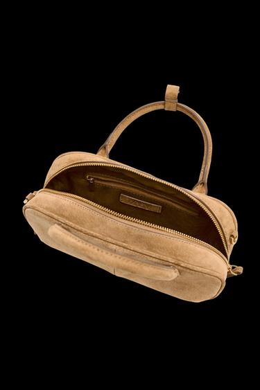 MINI DOUBLE HANDLE SPLIT SUEDE BAG - SAND/BROWN by Zara