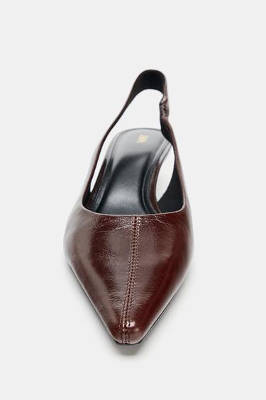 CHAUSSURES À TALONS OUVERTES À L'ARRIÈRE EN CUIR - Bordeaux de Zara - Image 4