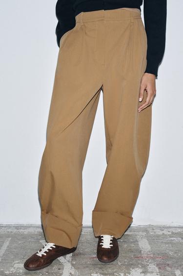 ZW COLLECTION DARTED CHINO TROUSERS - camel by Zara