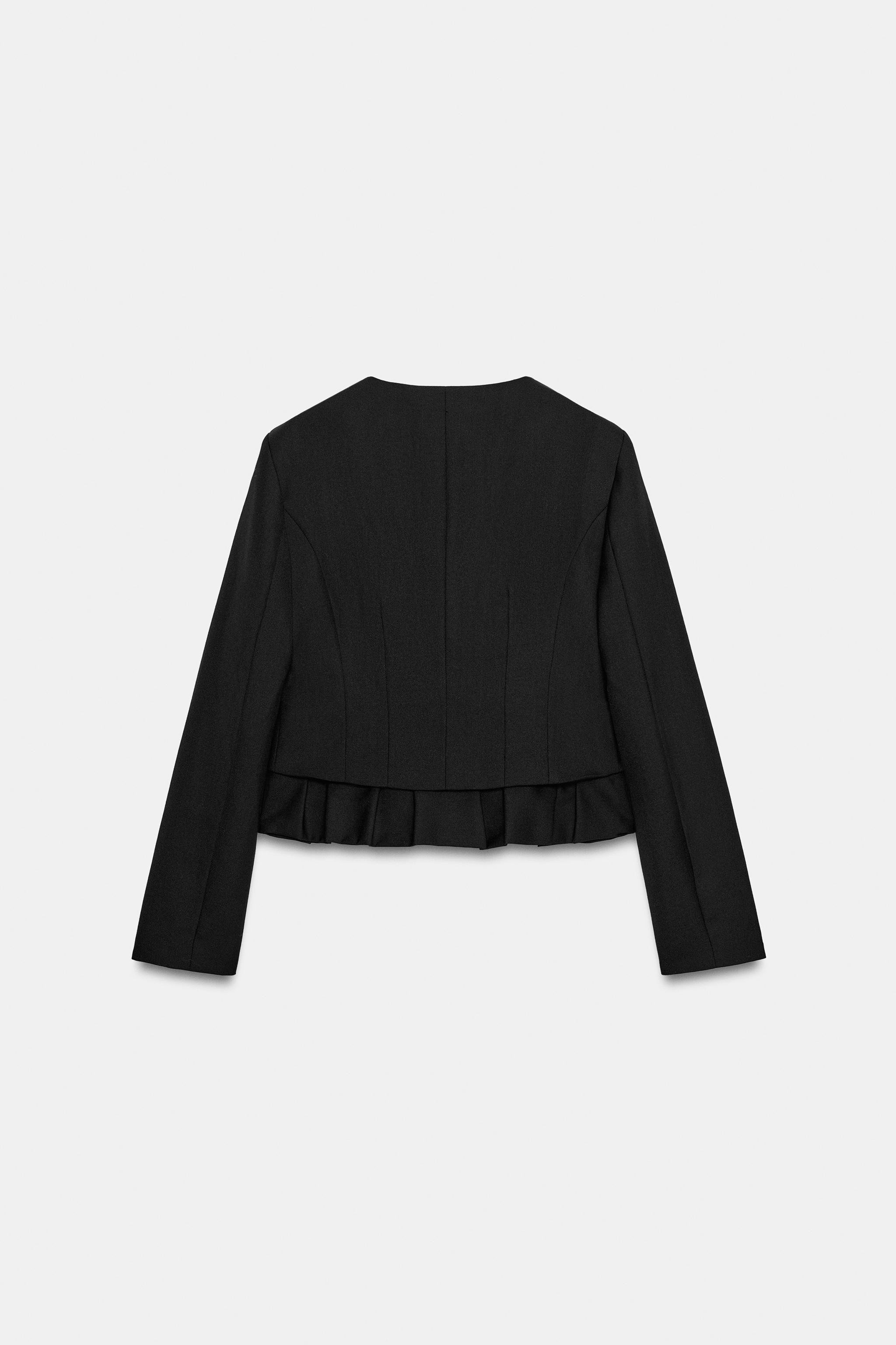ZW COLLECTION ウール混ショートジャケット - ブラック | ZARA Japan