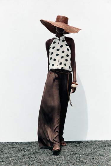 POLKA DOT HALTER TOP - Ecru / Black by Zara - Image 0