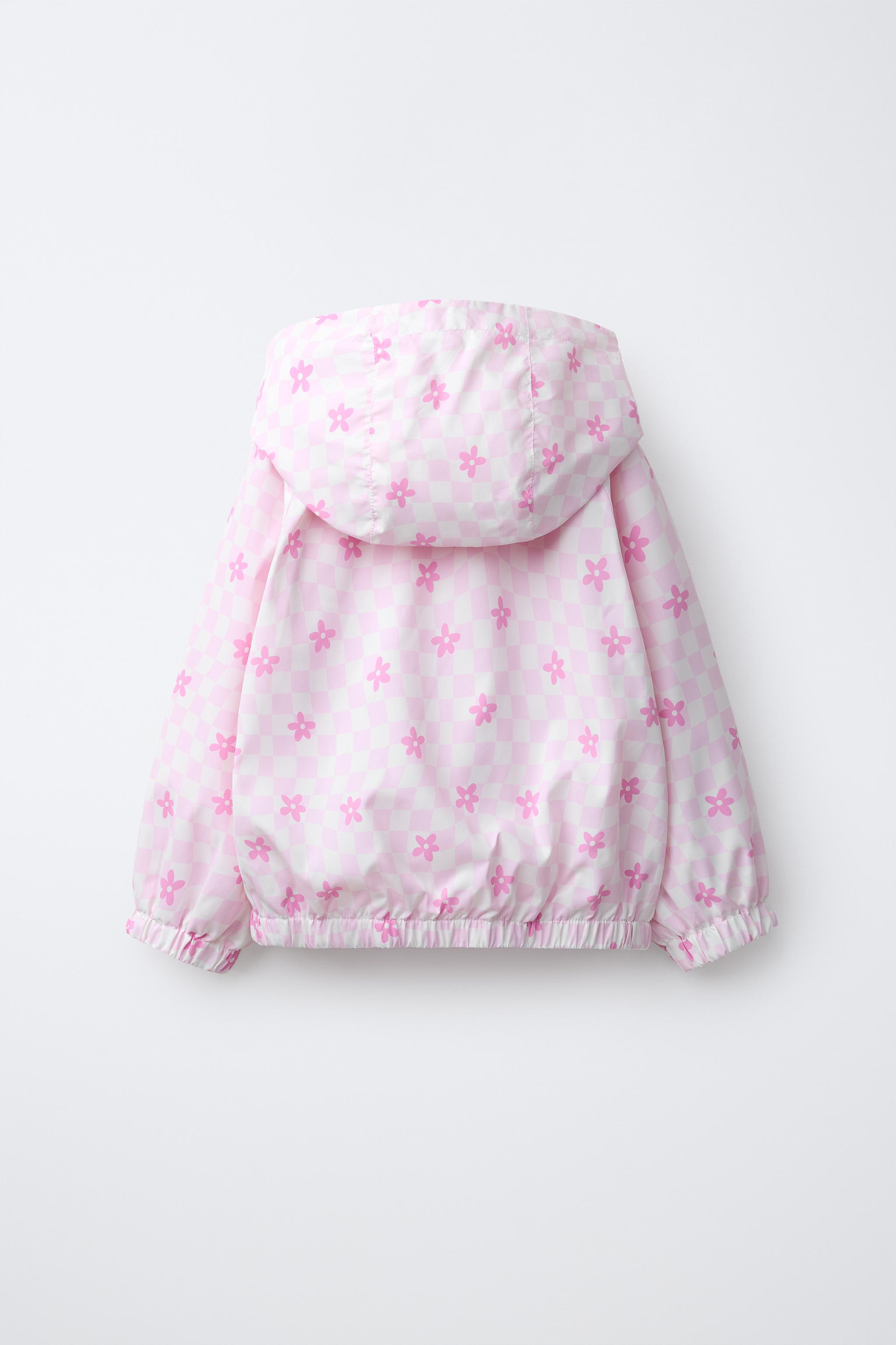 WATER REPELLENT PLAID AND FLORAL RAINCOAT