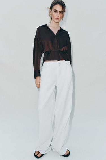 SATENASTA BLUZA S PASOM - Čokoladno kostanjeva de Zara - Slika 0