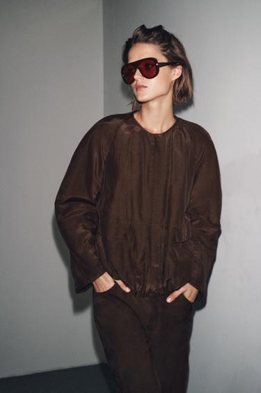 CHAQUETA PETOS ZW COLLECTION - Marrón de Zara