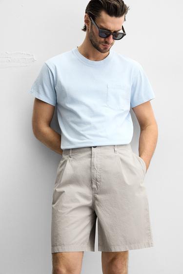 BERMUDA RELAXED FIT EFFET PLISSÉ - Gris de Zara - Image 5