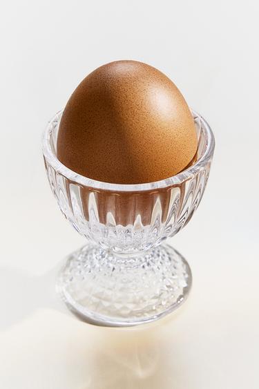 Zara GLASS EGG CUP WITH A RAISED GEOMETRIC DESIGN - Transparent