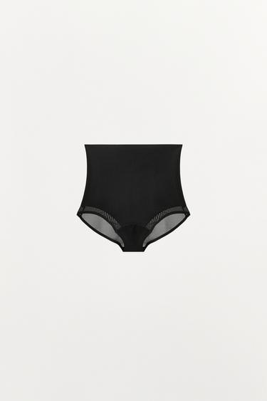 CULOTTE À TAILLE LARGE AVEC POLYAMIDE - Noir de Zara