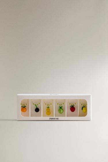 PACK OF GLASS FRUIT GLASS MARKERS (PACK OF 6) - Printed by Zara - Image 4