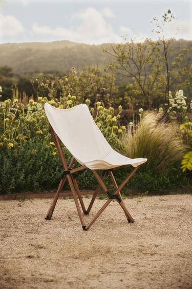 FOLDING ALUMINIUM AND CANVAS CHAIR - Light beige by Zara
