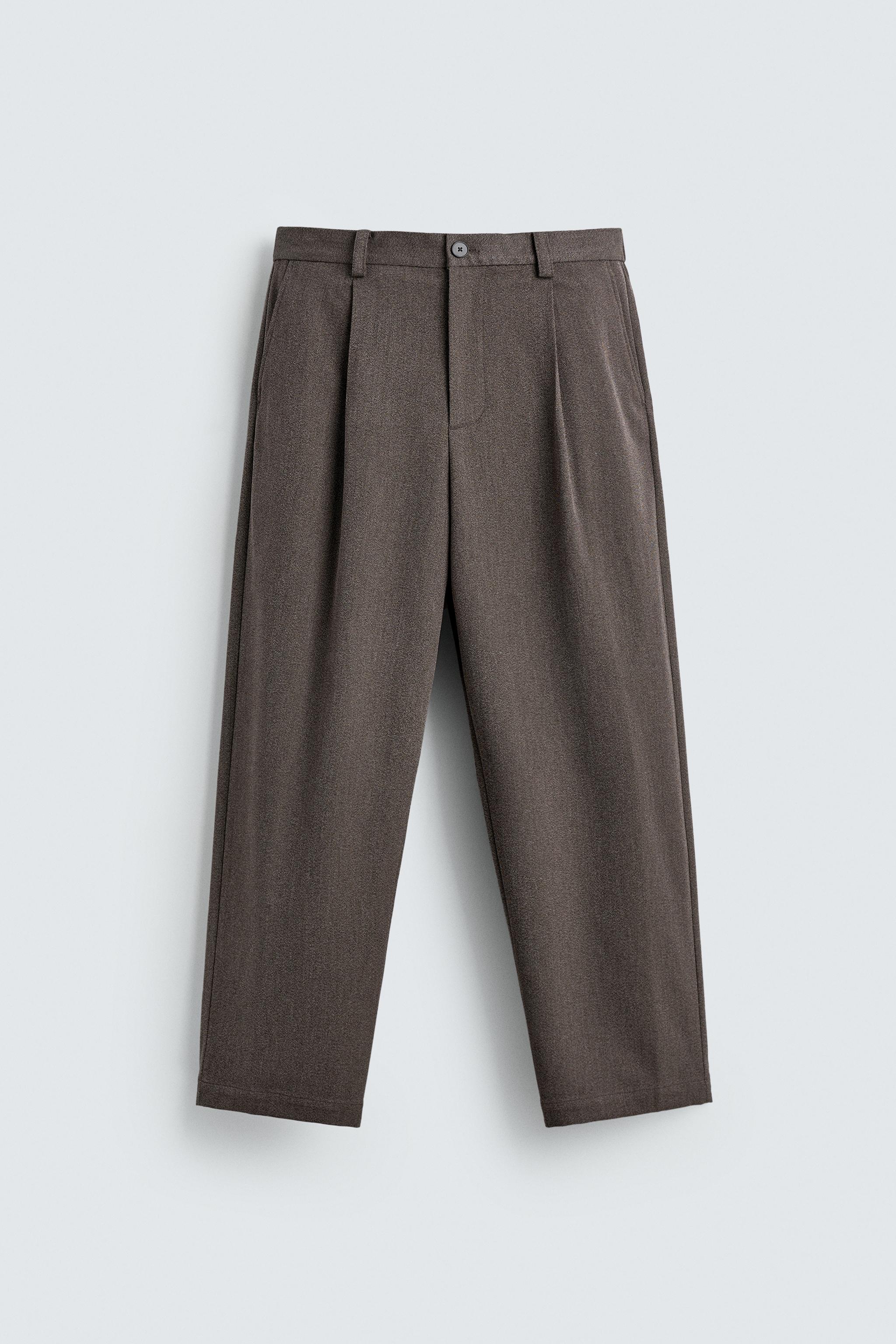 RELAXED FIT TEXTURED SUIT WIDE-LEG PANTS