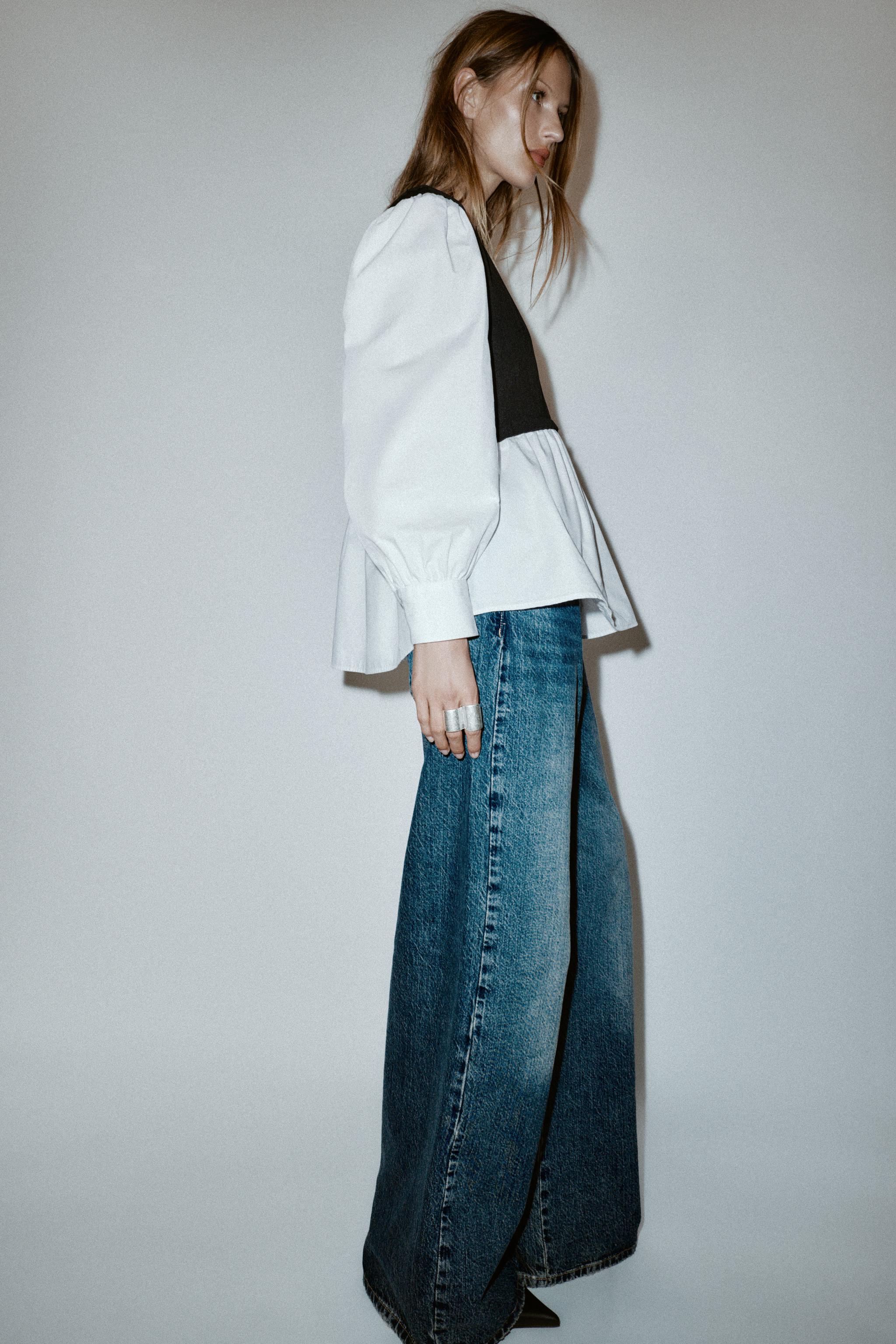 COMBINATION POPLIN BLOUSE