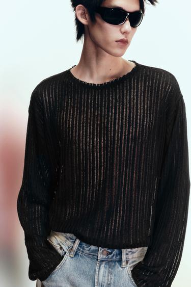 OPEN KNIT SWEATER - Black by Zara