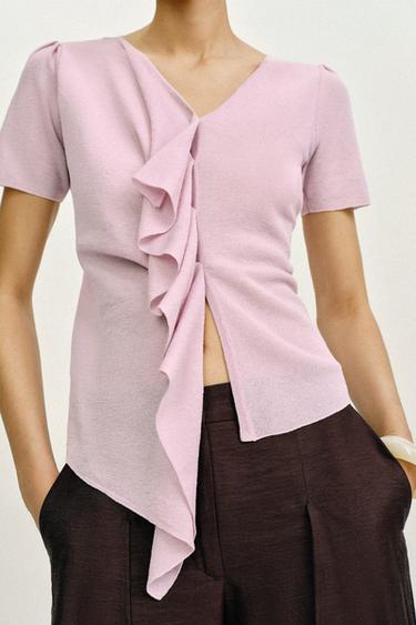 TOP EN MAILLE VOLANT - Rose pâle de Zara - Image 3