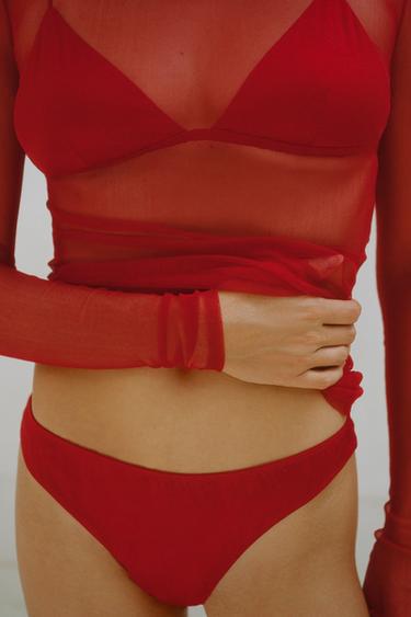 실크 텍스처 티팬티 - Zara 레드