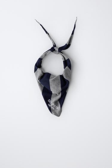 0FR. PARIS X ZARA EMBROIDERED TEXT SCARF — Anthracite grey 1