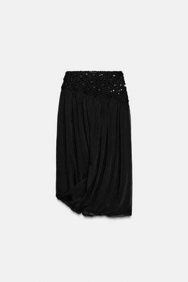 ZW COLLECTION SEQUINNED SKIRT - Black by Zara