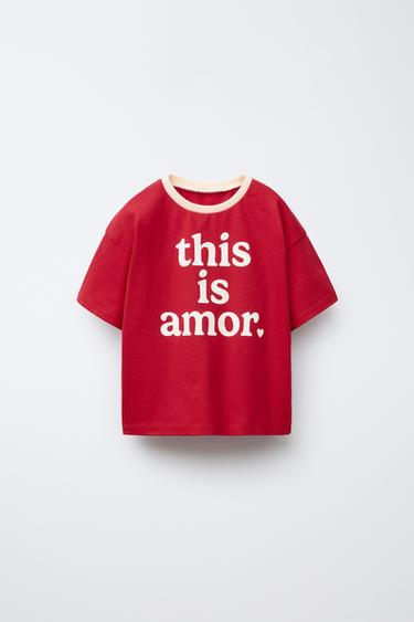 CAMISETA ESTAMPADO TEXTO - Rojo de Zara