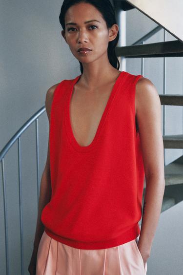 SLEEVELESS KNIT TOP - Red by Zara - Image 3