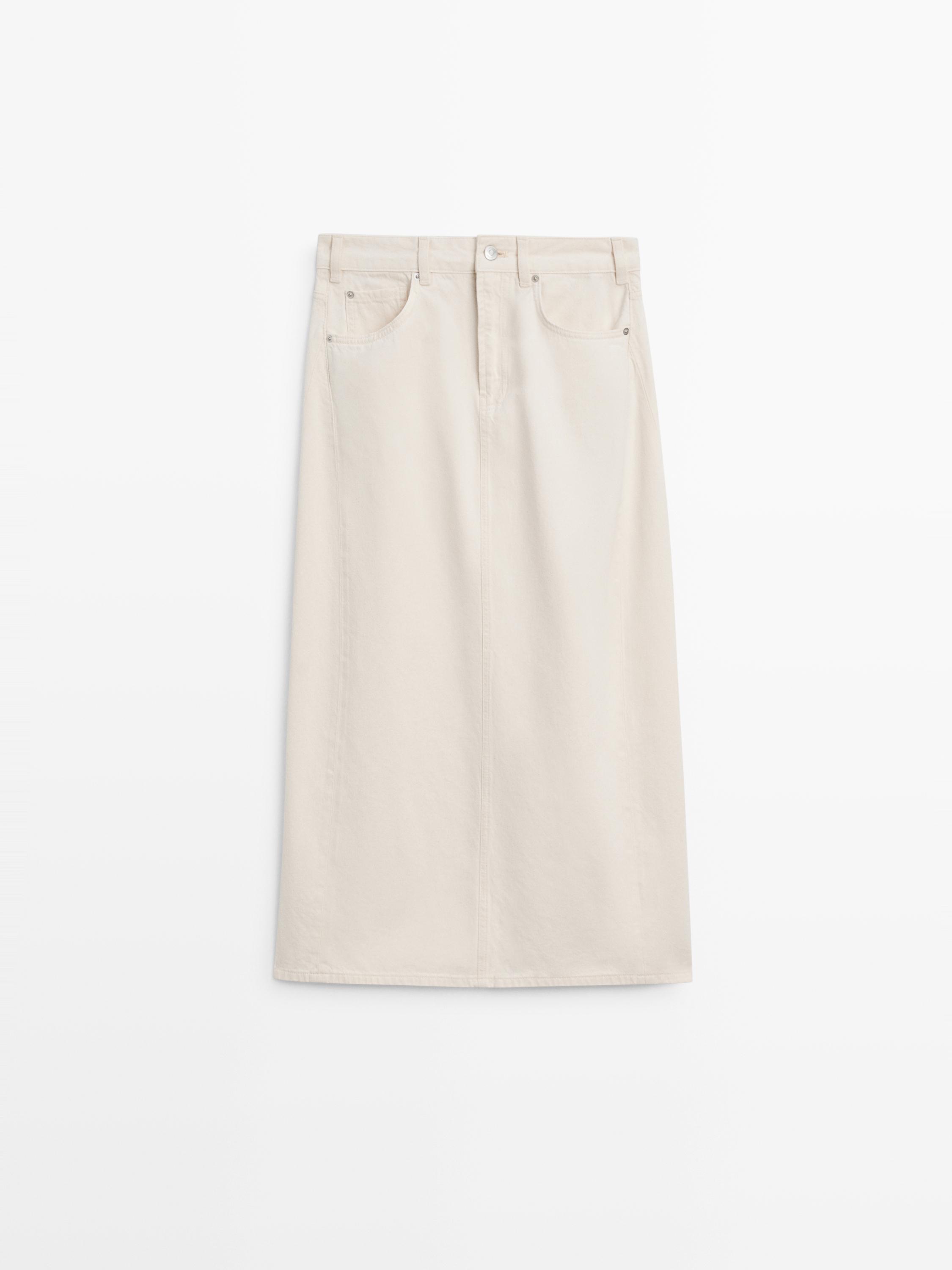 Jupe midi denim barrel fit