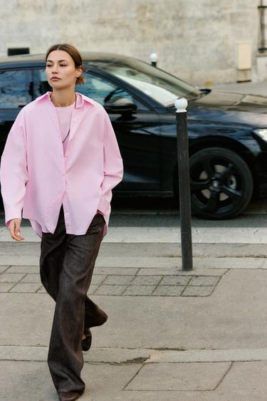 OVERSIZE POPLIN SHIRT - Pink by Zara - Image 1