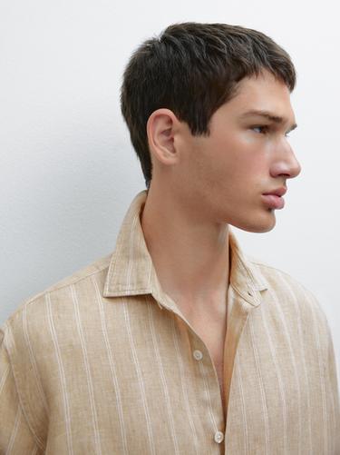 Zara Regular fit double-stripe shirt - Metal mink
