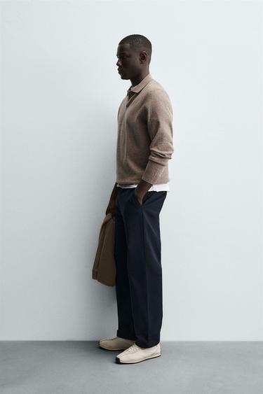 PANTALON STRAIGHT FIT STRUCTURÉ - Bleu marine de Zara - Image 3